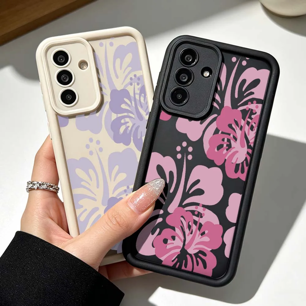 Fashion Hibiscus Pattern Cover For Samsung Galaxy A71 A57 A56 A55 A54 A53 A52s A51 A40 A17 A16 A06 Eye Ladder Phone Case