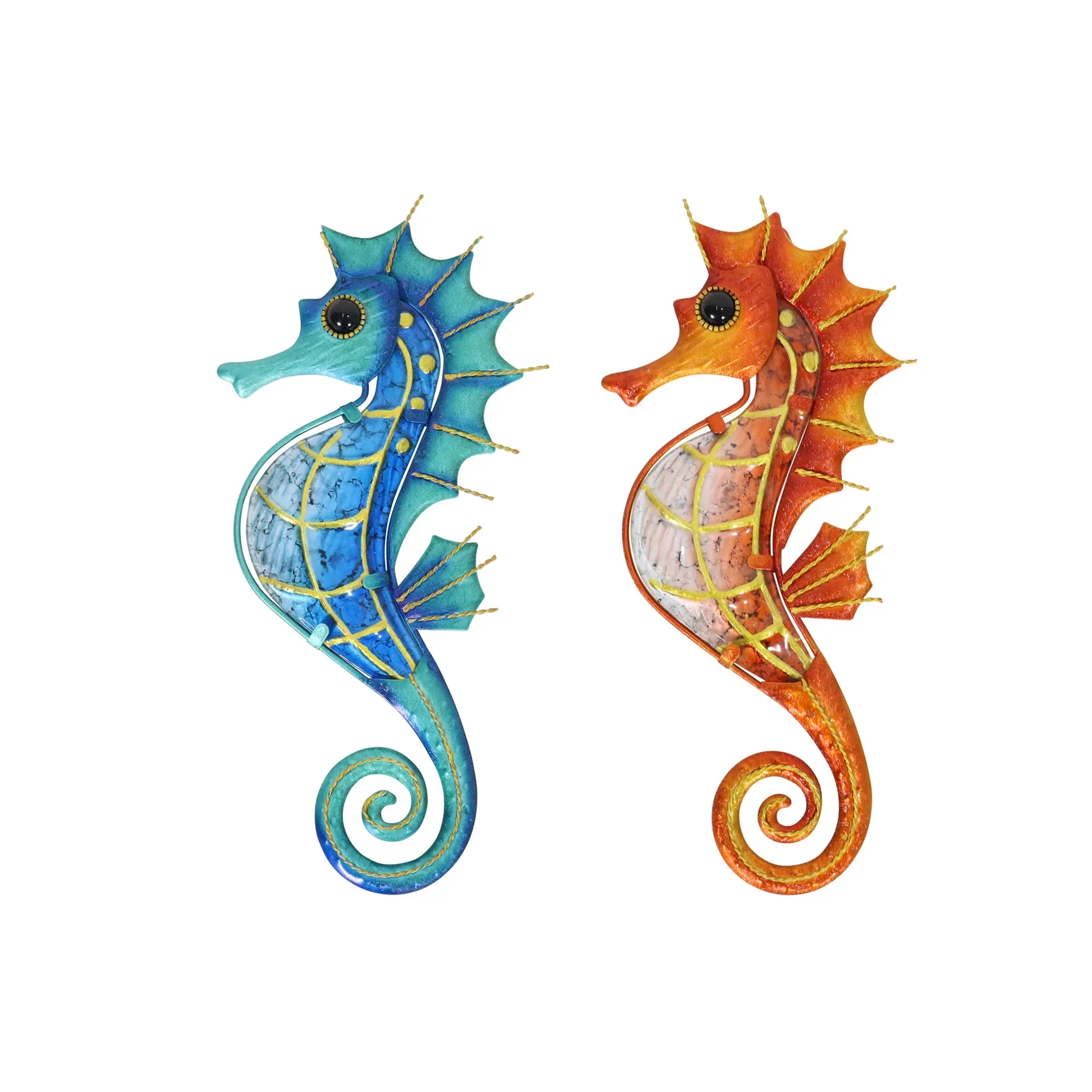 

Seahorse Wall Hanging Decorations, Hand-painted Hot-melt Glass Crafts, Home Interior Iron Decorative Wall Mounted Livingroom