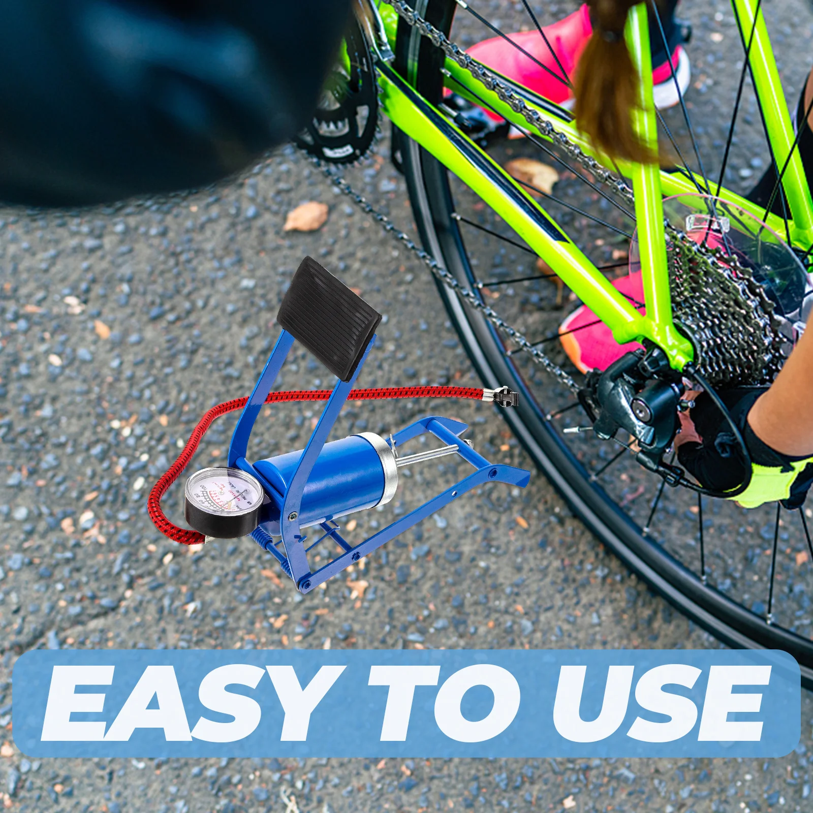 Floor Pump Bike Tire High Pressure Mini Foot Pedal Air Pump Red Multi Purpose Durable Lightweight Inflator Floor Pumps Inflator