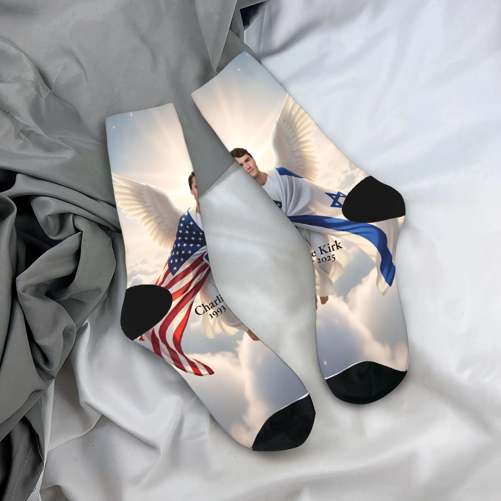 

Носки Charlie Kirk, зимние чулки Angelic Advocate, модные мужские дышащие носки, нескользящие носки для скалолазания с принтом