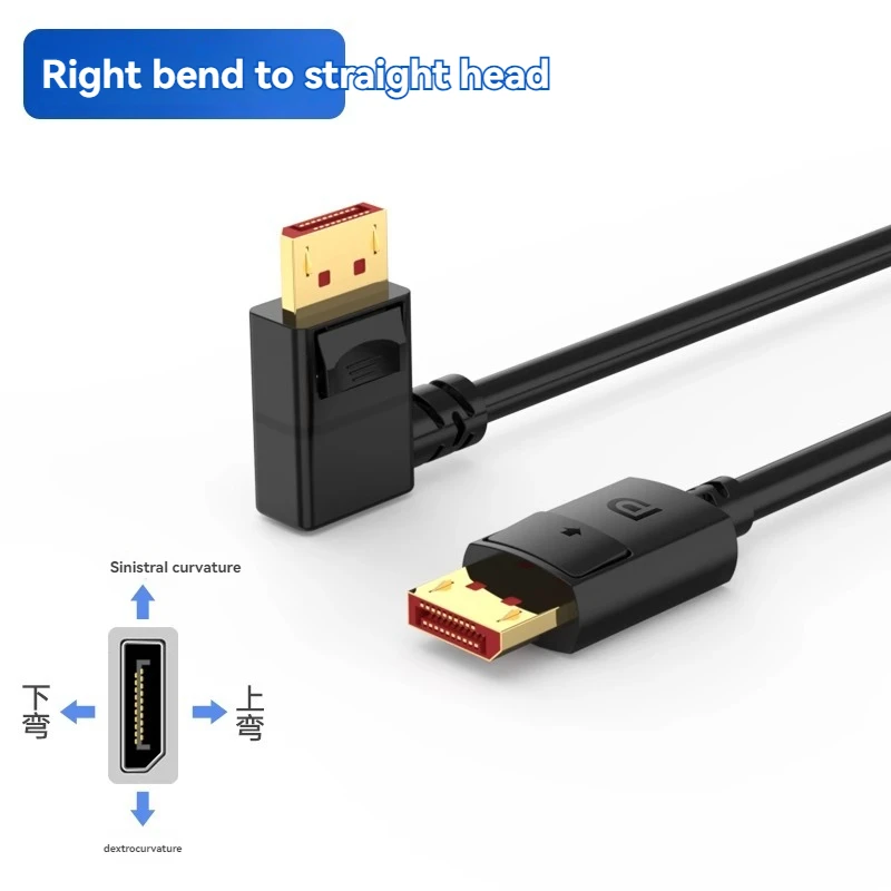 DP2.1 90 stopni kąt prosty Bend displayport gra e-sport monitor komputerowy linia wideo 2K @ 240 4K @ 240