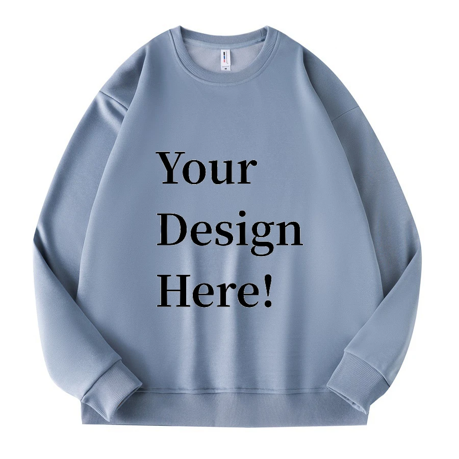 Custom Fashion Sweatshirt Family Clothes Front Print Your Logo Image Loose Pullover Personalized Tshirts Long Sleeved