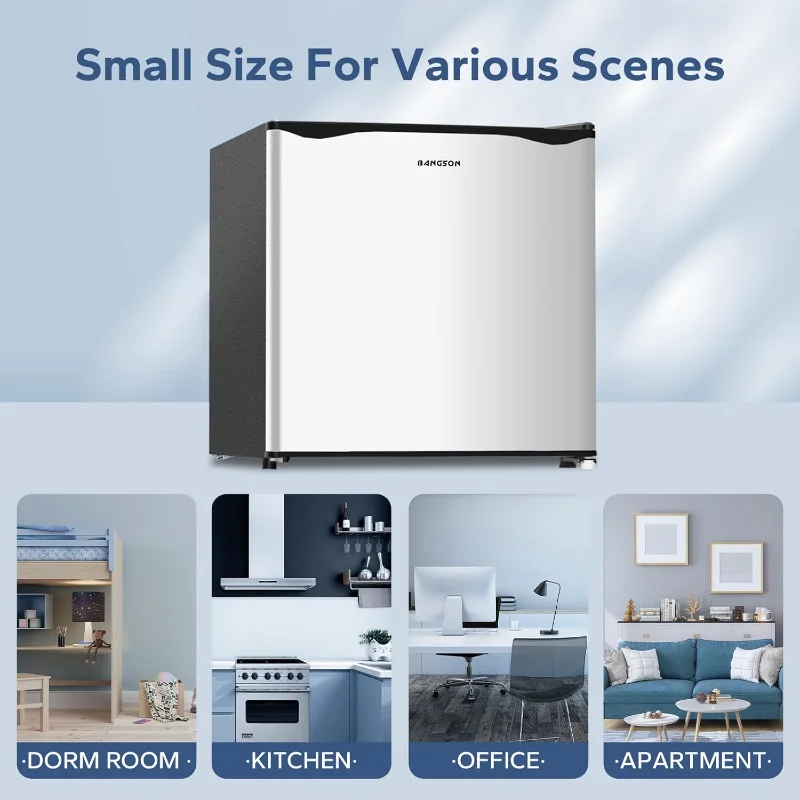 ثلاجة بانجسون الصغيرة، ثلاجة صغيرة 1.6 قدم مكعب مع فريزر، ثلاجة صغيرة بباب واحد قابلة للعكس، ثلاجة مدمجة