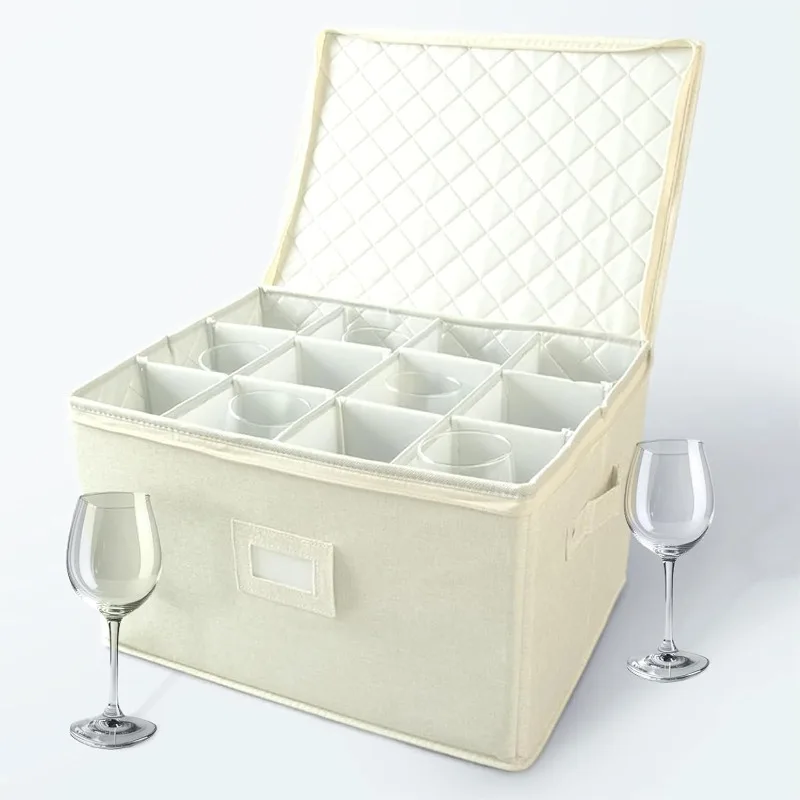 

Wine Glass Storage Containers, Hard Shell Organizer for Stemware and Glassware Sets, Stackable Wine Glass Storage Box