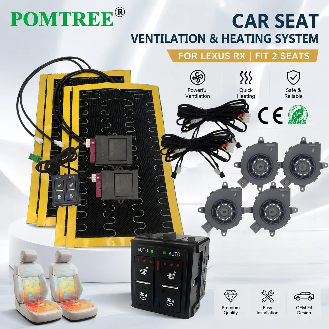 

Car Seat Ventilation Cooling And Heating System Kit Fit 2 Seats,Includes Dedicated Switch Suitable For Lexus RX Modification