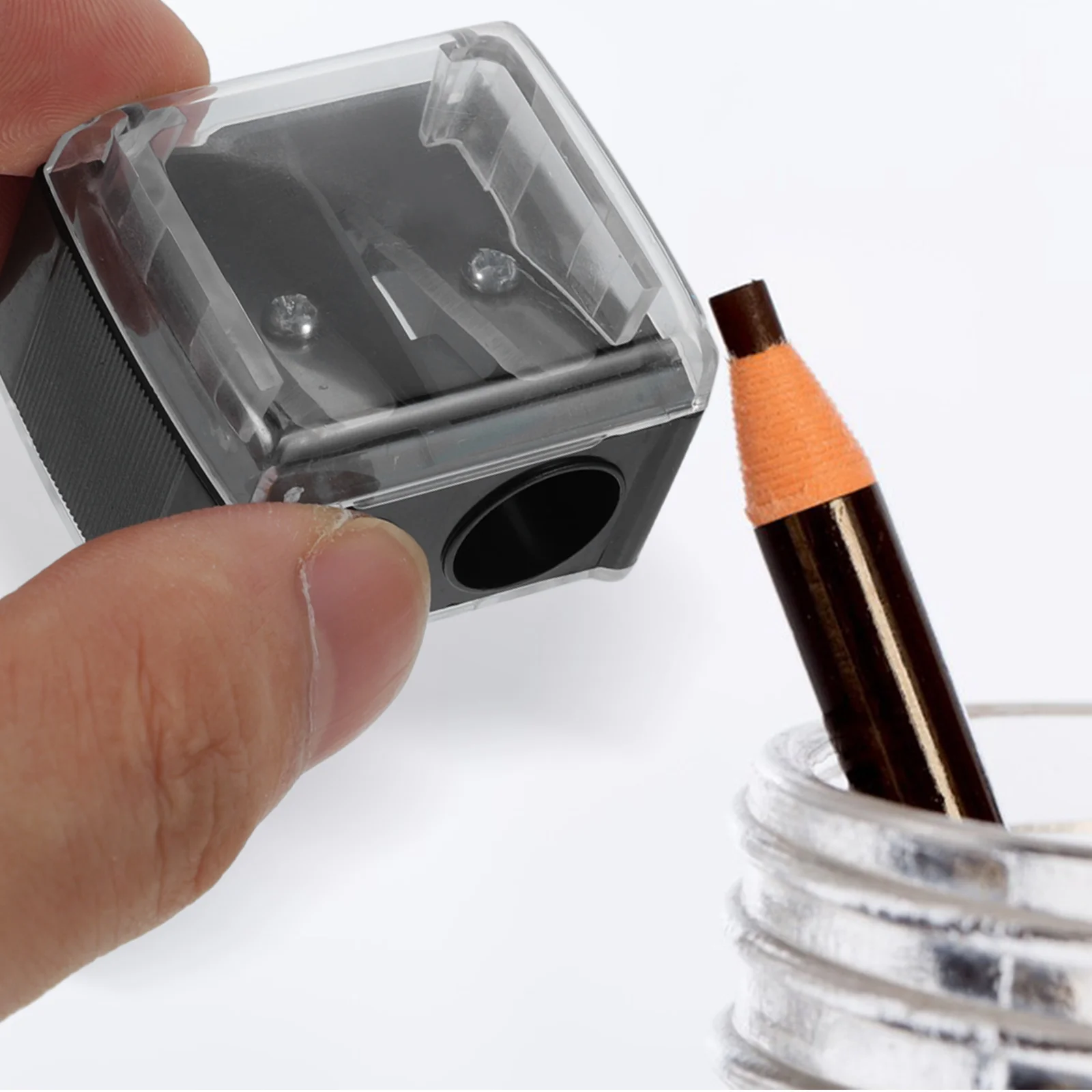 Temperamatite a doppio foro per sopracciglio eyeliner per labbra eyeliner mini design di strumenti portatili