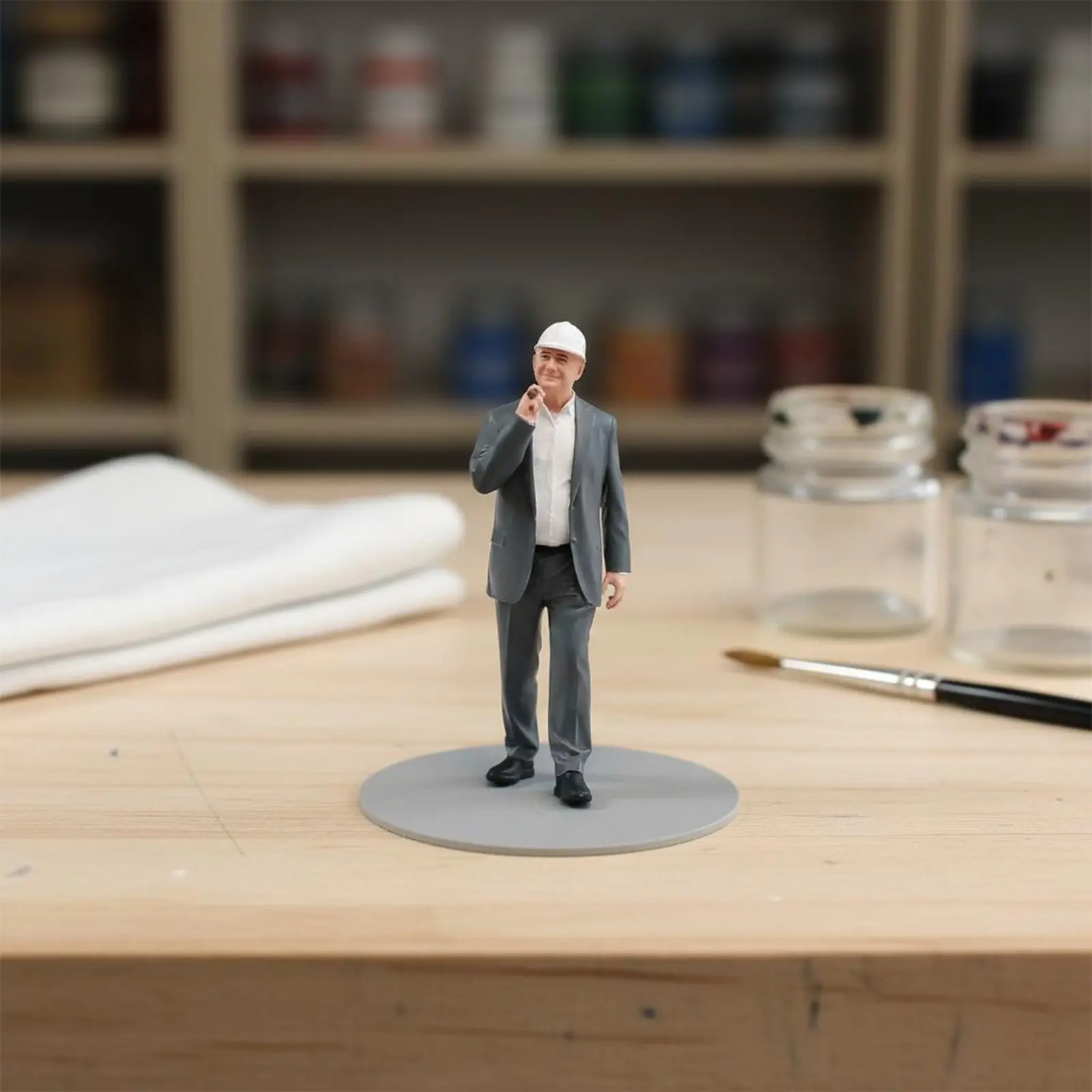 Construction Worker Figurine Highly Detailed Hand-Painted Construction Laborer Figure Miniature Worker Model Resin Material - view 2