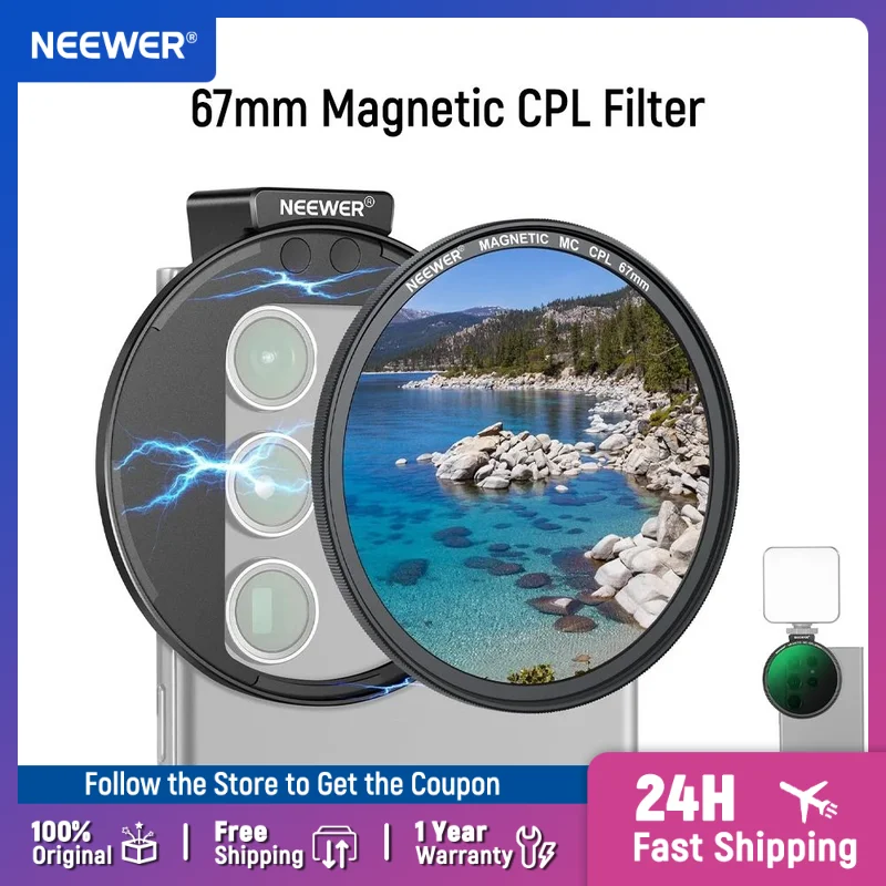 neewer-67mm-磁気cplフィルター、フォン用円偏光フィルター、iphone、samsung-galaxy、android用写真撮影アクセサリー-﻿