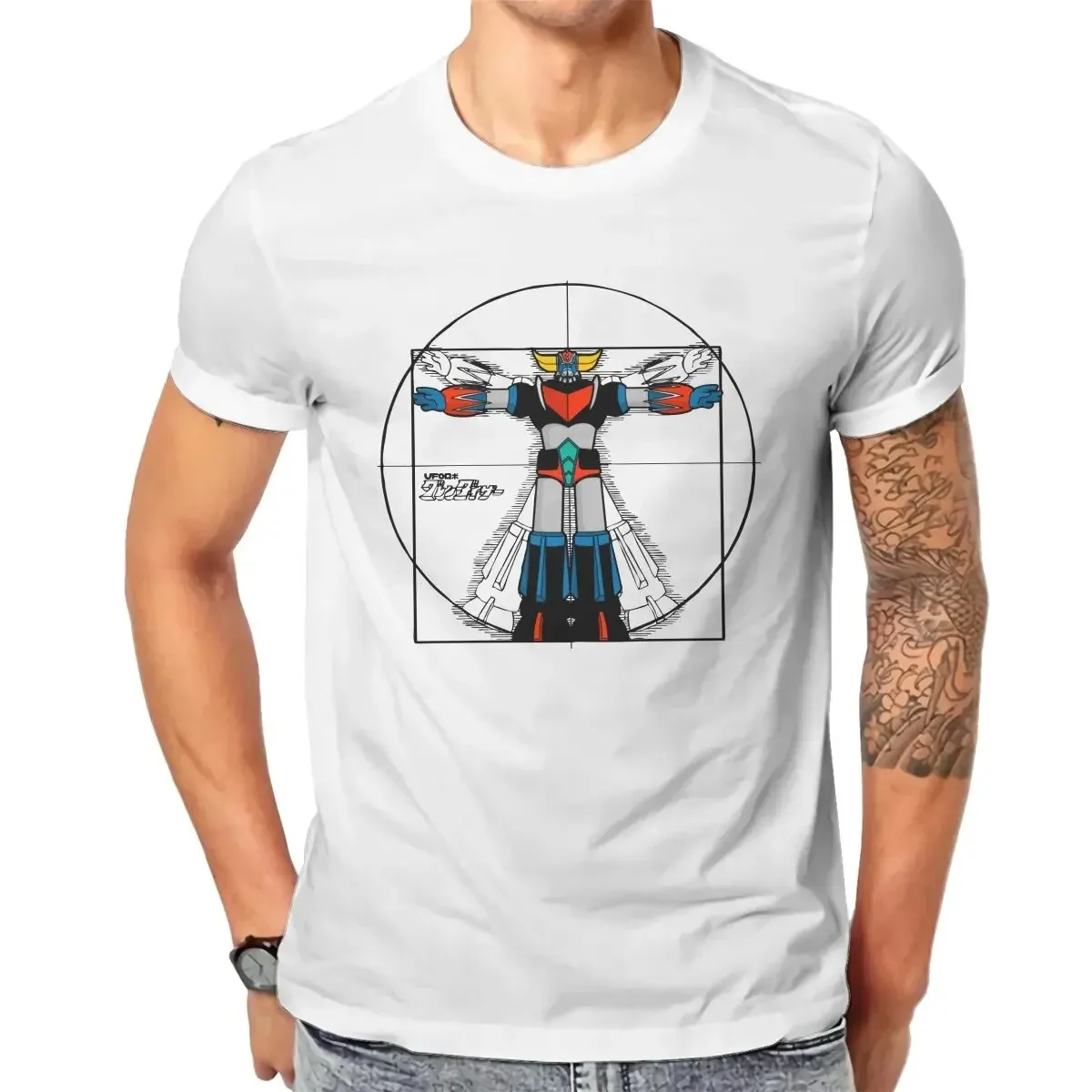 Men 192 Vitru Grendizer Goldorak UFO Robot Print T Shirt Vintage Fitness Cotton T-shirt Fashion Crew Neck Women Short Sleeve