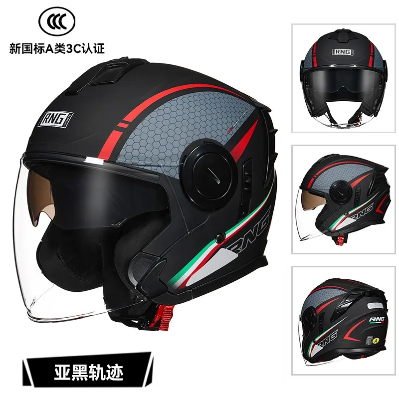 RNG Bluetooth 3/4 Open Face Half Motorcycle Helmet with Headset Scooter E-Bike Delivery Helmets Men Women view 6