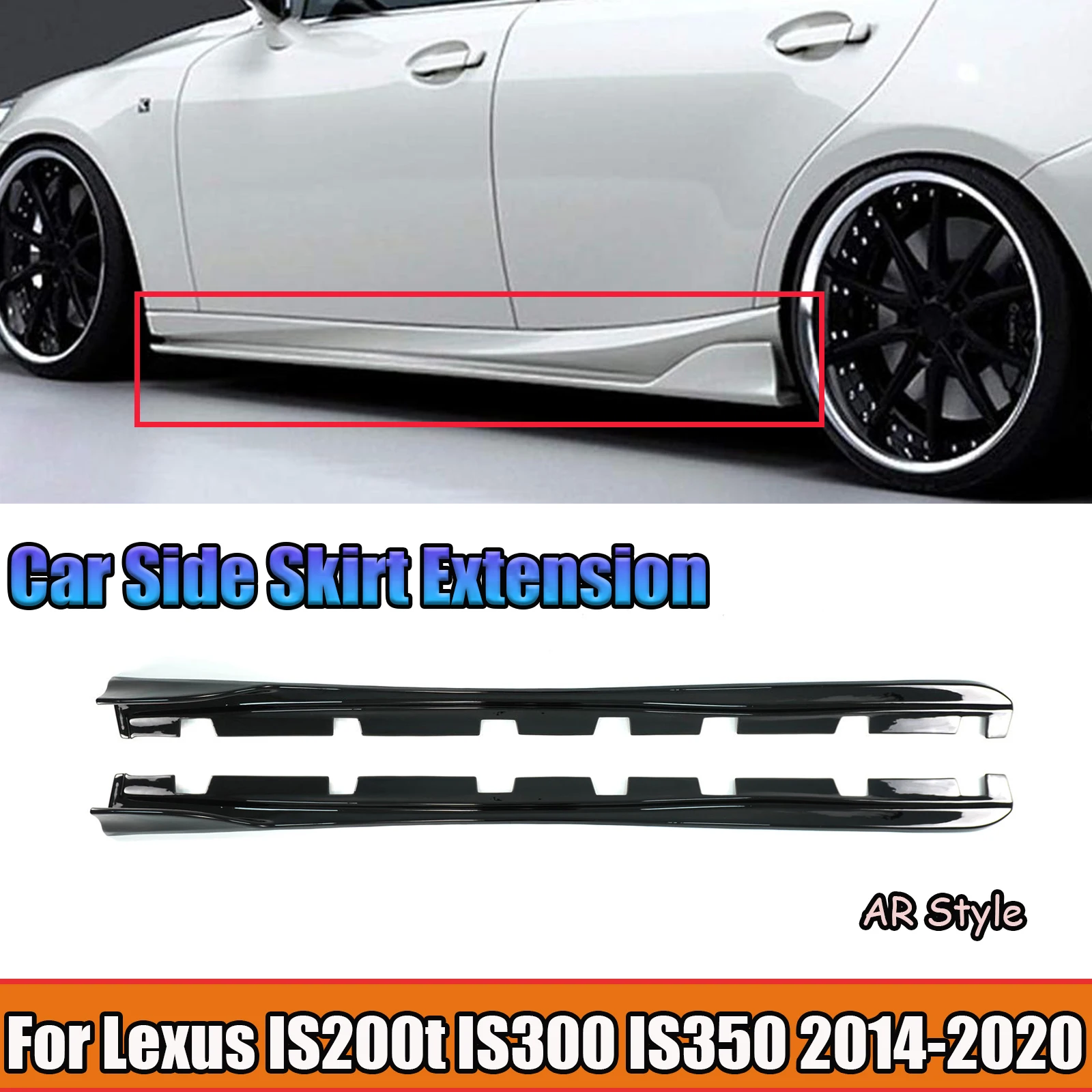 A Pair For Lexus IS200t IS300 IS350 2014-2020 Car Side Skirt Extension AR Style Carbon Fiber Style/Matte/Glossy Black Body Kit