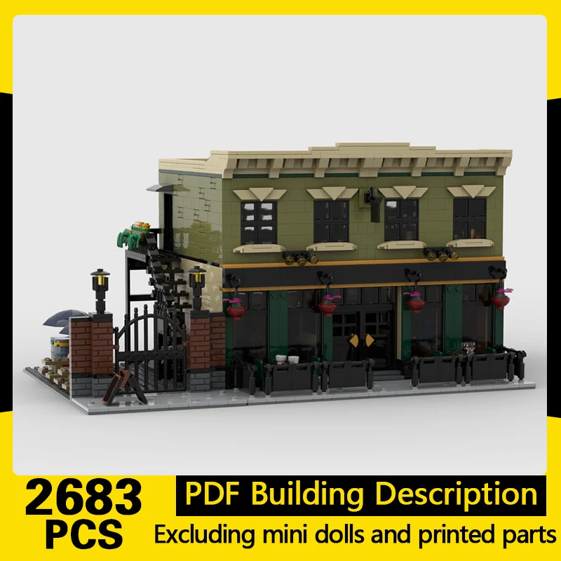 City Street View Model MOC Building Bricks Large Green Pub Modular Technology Gifts Holiday Assemble Children Toys Suit