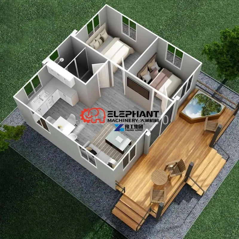 40ft Portable Prefab Tiny Home for Sale Container Modular House with 2 Bedroom 1 Fully Equipped Bathroom & Kitchen for Family