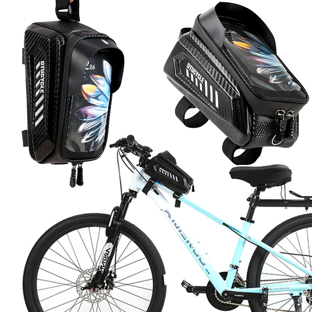

1.5L Bicycle Top Tube Bag 7.4 Inch Touchscreen Bike Frame Front Tube Bag Waterproof Bike Phone Mount Pouch Bike Accessories