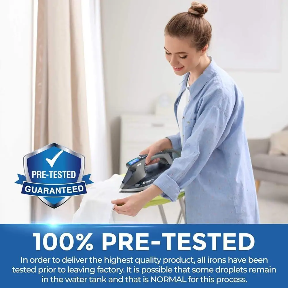 1800W スチームアイロン LCD スクリーン付き ノンスティックセラミックソールプレート 自動シャットオフ 滴下防止 高速しわ取り 垂直スチーム