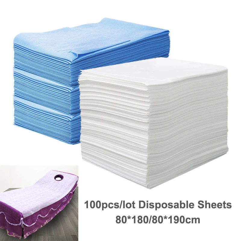 100pcs/bag Disposable Bed Sheets Non Woven Spa Massage Breathable Solid Bed Cover Travel Business Hotel Hospital Sheet