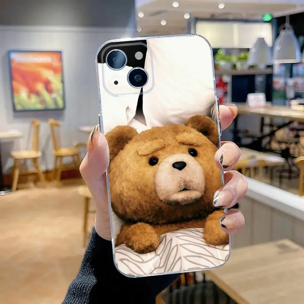 Cute T-Teds Bear Phone Case For iPhone 15,14,13,12,11 Plus,Pro,Max,XR,XS,X,7,8 Plus,SE,Mini Transparent Silicone Soft