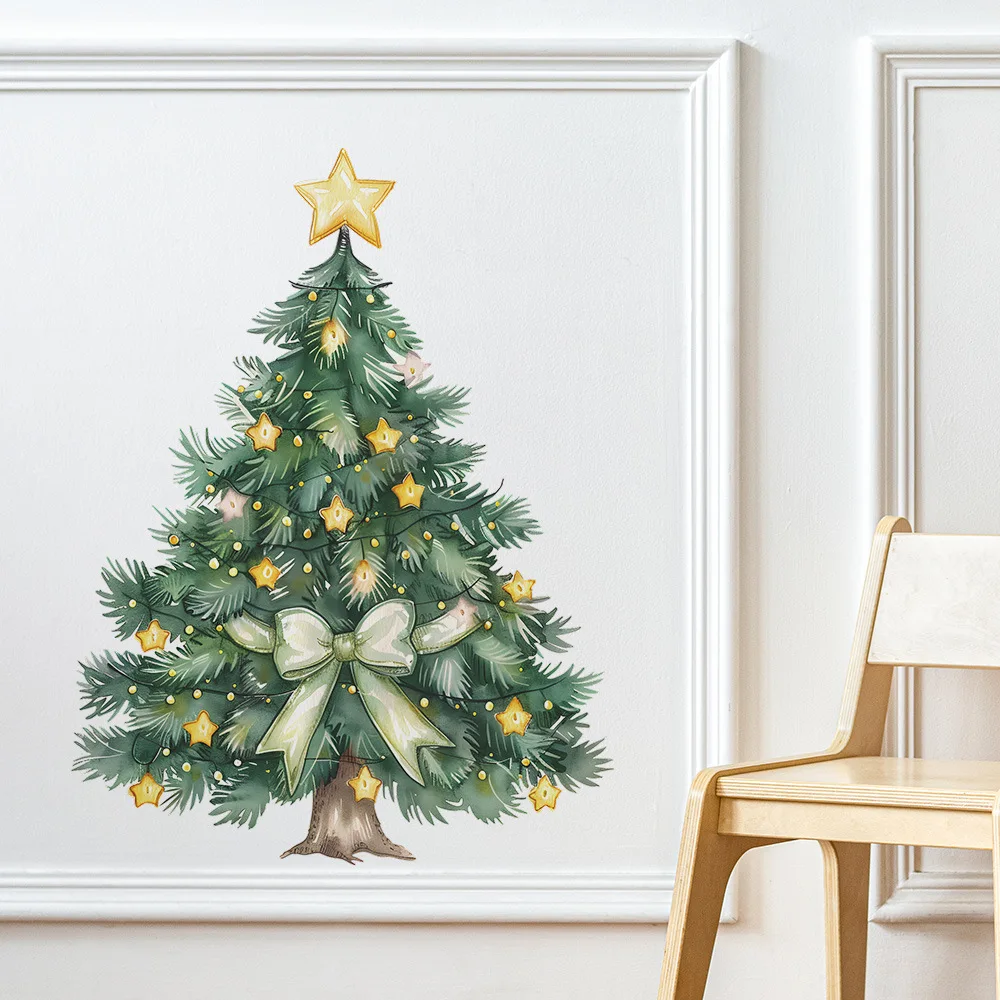 Christmas Tree Decorative Vinyl Wall Sticker For Christmas Decor Wall Decor Adhesive Wallpaper Living Room Decoration Home Decal
