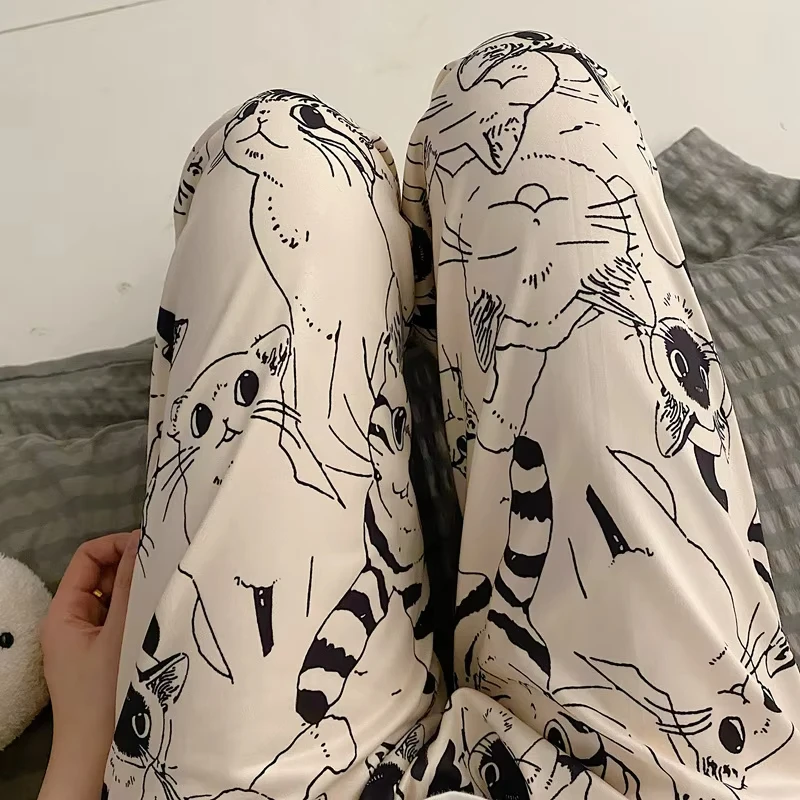 Pyjama Hosen Frau Cartoon Moe Katze Big Battle Pyjama Hosen Weibliche Student Hosen Lose Beiläufige Hosen Dame Schlafen Hosen