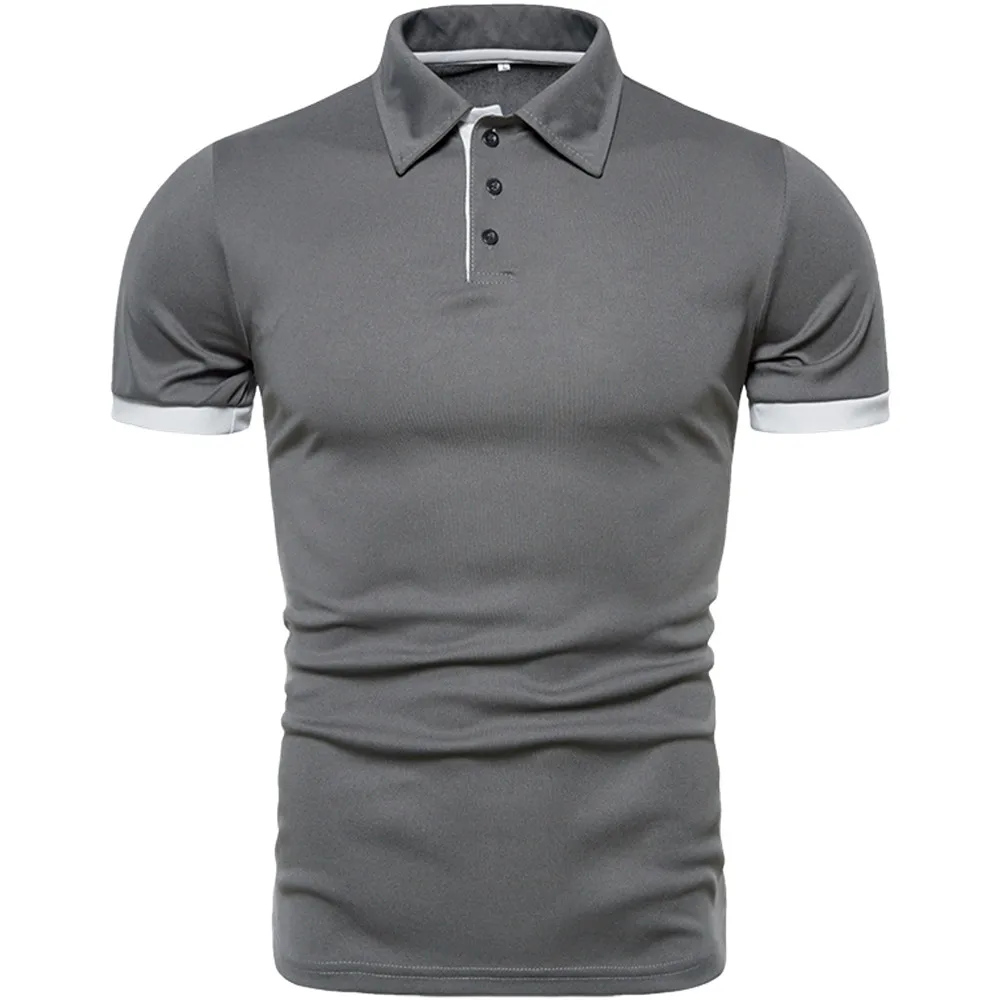 2023 New men's top for foreign trade casual solid color short sleeved seasonal men's polo