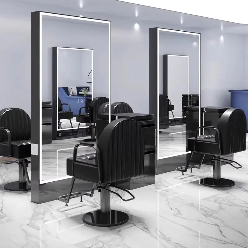 Barber shop floor mirror hair salon special haircut mirror single-sided double-sided hairdressing salon mirror table