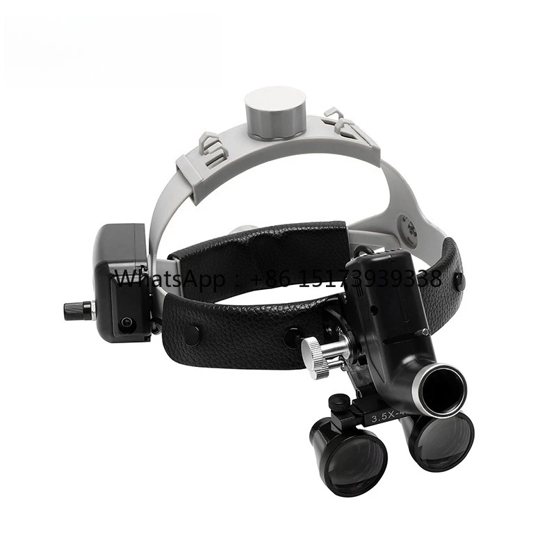 HF-106 Black White LED Adjustable Spot Size Head Band Light Headlamp with 2.5X/3.5X Loupe