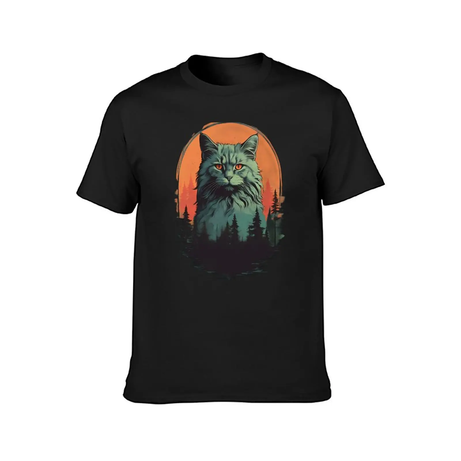 Fuzzy Forest Cat T-Shirt sublime tees heavyweights summer tops men clothes