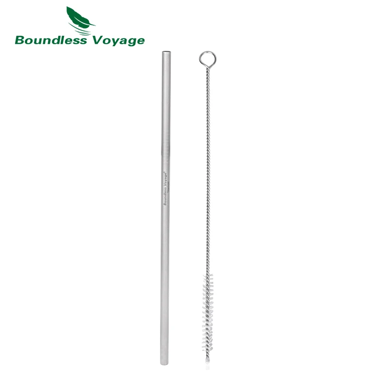 Boundless Voyage Titanium Straw Reusable Drinking Straw with Cleaning Brush for Camping Travel Beverage