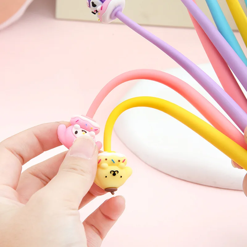 24/48 قطعة سانريو 0.5 مللي متر شاكر القلم كورومي ميلودي سينامورول سيليكون الضغط لينة لاصق هلام أقلام القرطاسية المورد