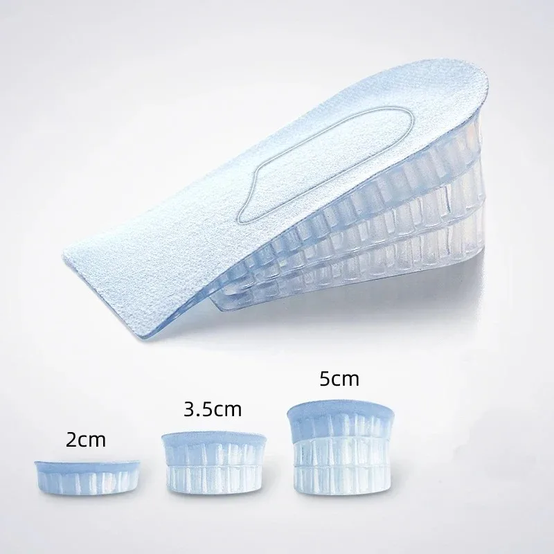 Silicone Height Lift Half Shoe Inserts 1 Pair 3 Layer Air Cushion Insoles for Men Women 2cm 3.5cm 5cm
