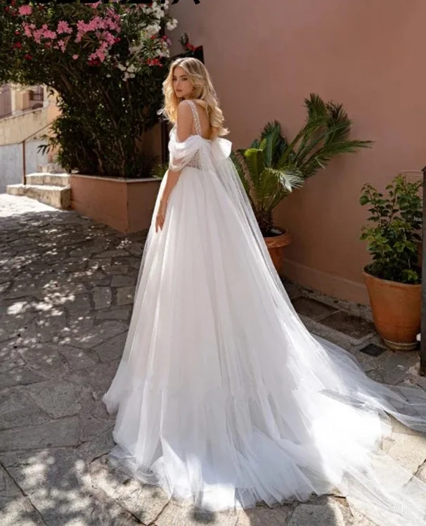 GIYSILE Customized Vintage Wedding Dresses for Women A-Line Tulle Tiered Bridal Gowns Off The Shoulder Robes Vestidos De Novia