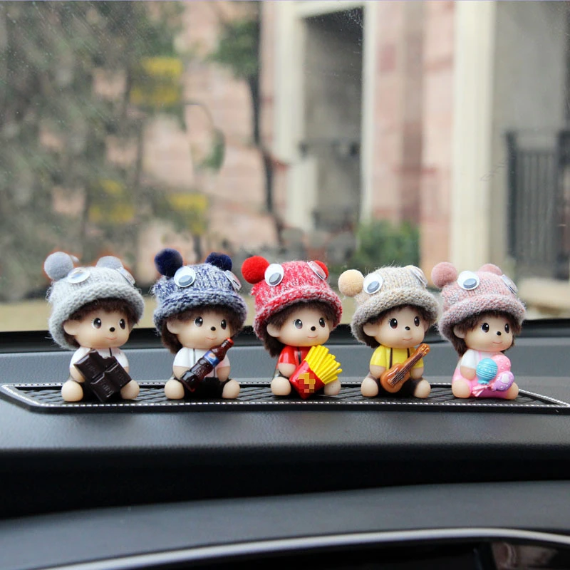 2022 Car Accessories Cute Cartoon Figure Figurines Balloon Ornament Auto Interior Dashboard for Girls Gifts