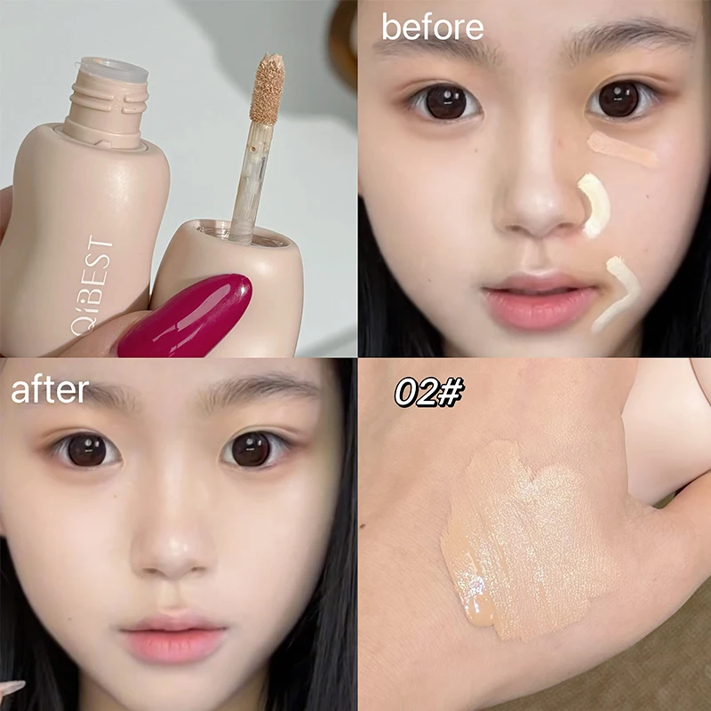QIBEST Natural Liquid Concealer Cream Makeup 4 Colors Moisturizing Waterproof Cover Acne Dark Circles Face Base Korean Cosmetics