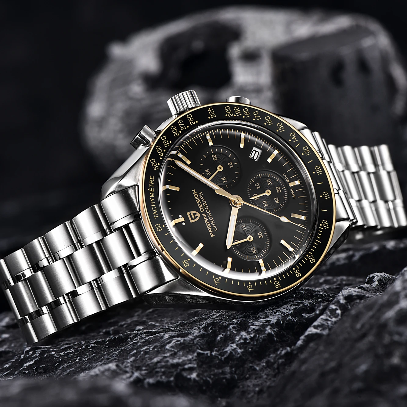 PAGANI DESIGN New Golden Watch Luxury Quartz Watches For Men Stainless Steel Luminous AR Sapphire Crystal Chronograph Man Gift Local Shipping image 5