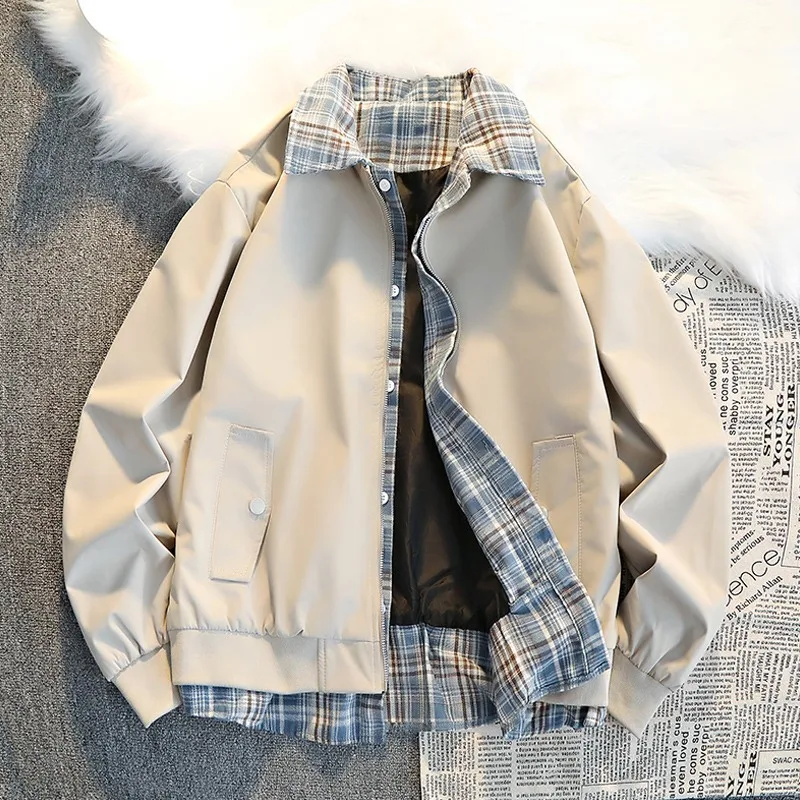 سترة رجالية كاجوال بنقشة مربعات، معطف بأكمام طويلة للربيع، ملابس خارجية أنيقة ضيقة، قمة الموضة بأسلوب حضري، مصنوعة من نسيج ال... #1