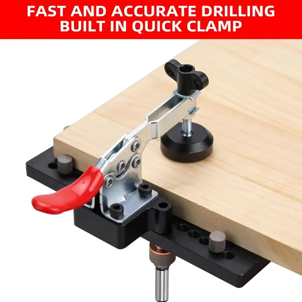 Metal Concealed Hinge Jig with Quick Clamp and Dust Vacuum Adapter for Cabinet Door Hinge Mounting Tool