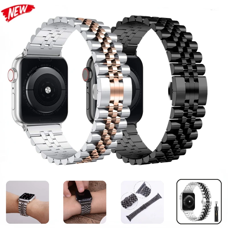 

Metal Strap for Apple Watch Band Ultra 9 8 7 49mm 45mm 41mm Stainless Steel belt for IWatch 6 5 4 SE 44mm 42mm 40mm 38mm Correa