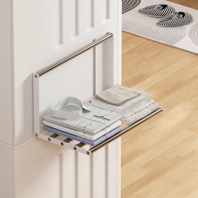 

Suitable for Stainless steel magnetic suction retractable collapsible wall-mounted storage rack bathroom household washing machi