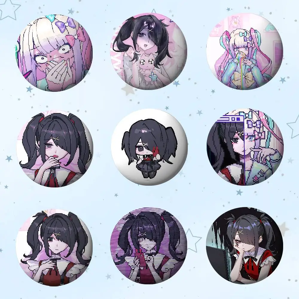 

Cute N-Needy Girl Overdose Premium Tinplate Round Lapel Pins: Cute Badge Brooches For Shoulder Bag Accessories, Souvenir Gifts