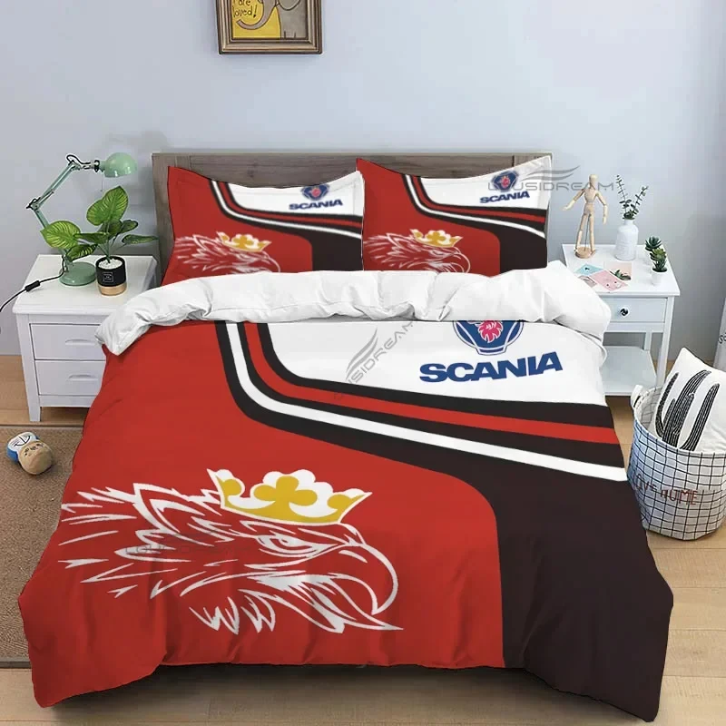 Eagle Head Truck S-Scania Patterns Comforter Bedding Set,Duvet Cover Bed Set Quilt Cover Pillowcase,King Queen Size Bedding Set