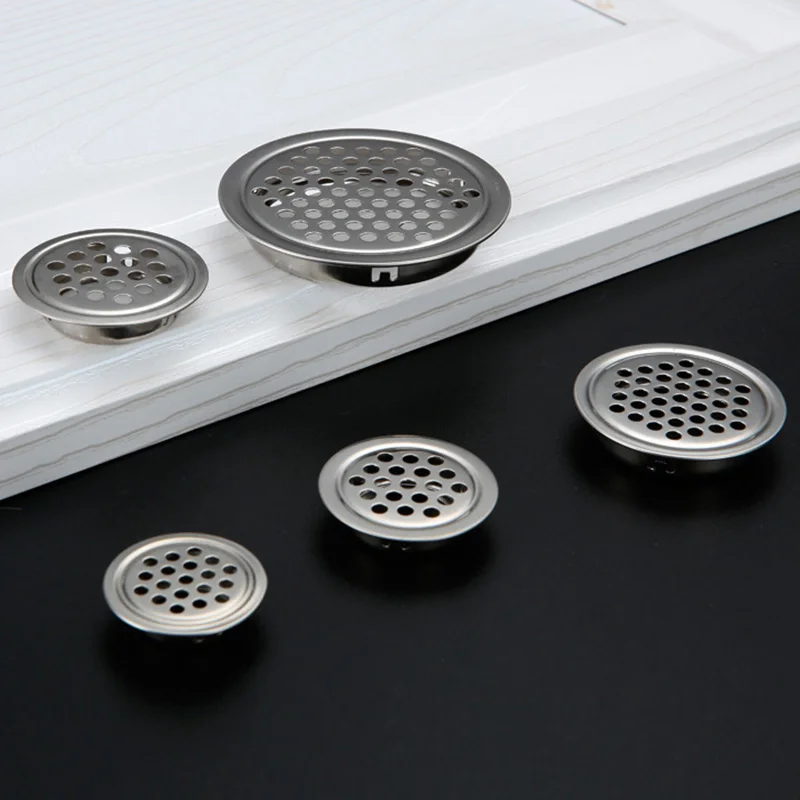 

1Pcs Round Ventilation Cover Stainless Steel Louver Air Vent Grill Mesh Hole Cover For Wardrobe Cabinet Furniture Accessories