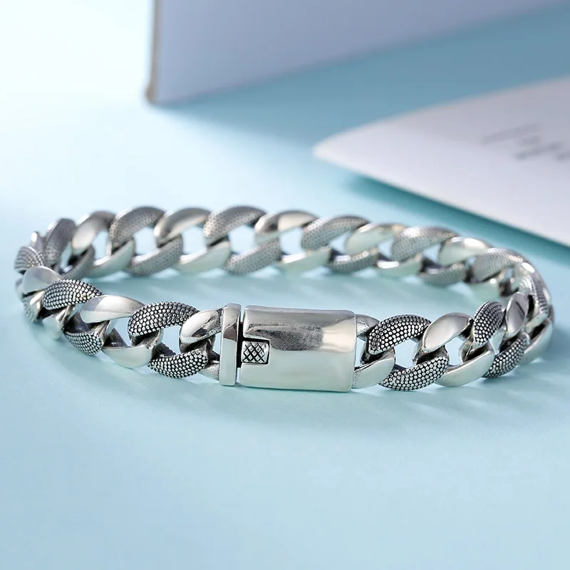 

925 sterling silver ornament fashion trend tank polka dot pattern men and women personality simple bracelet