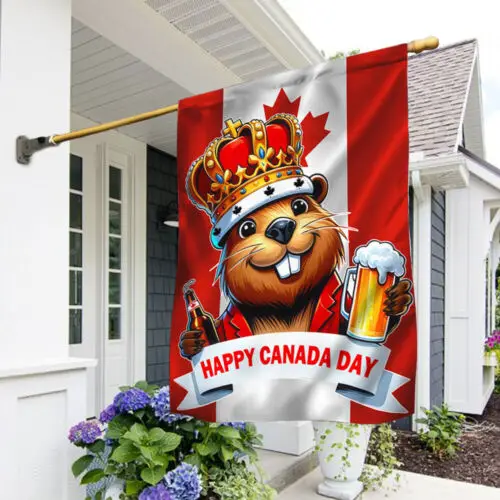 Funny Beaver Happy Canada Day Flag Garden Flag KKL AAL HHM WZZ yyi