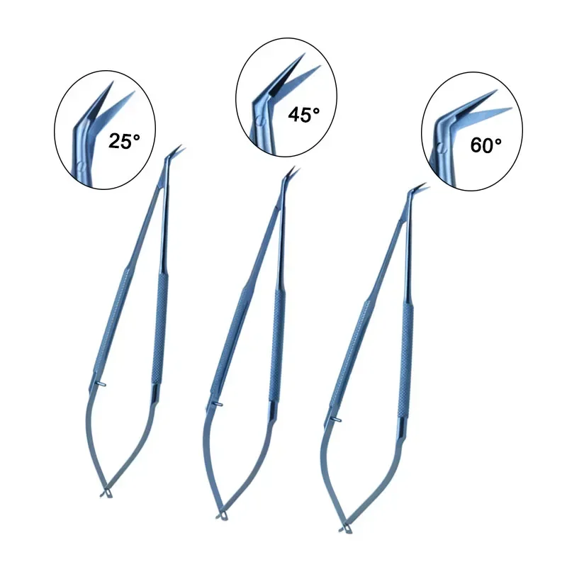 GREATLH Titanium Alloy Micro Scissors Ophthalmic Angled Scissors 25 45 50 Degree Eyelid Surgical Tool