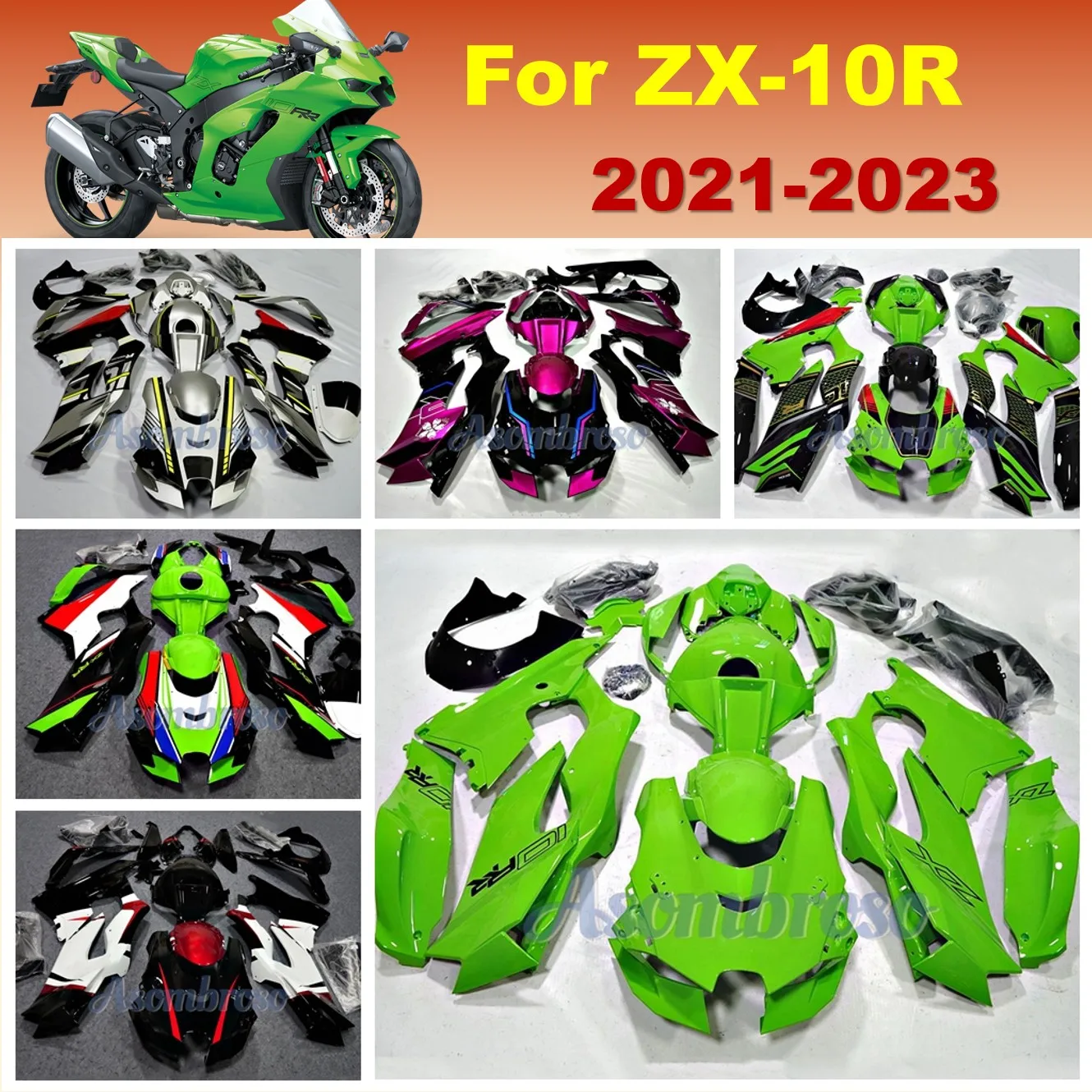 

Custom Painted Bodywork Kit Fit for Kawasaki 2021 2022 2023 Year ZX10R Motorcycle Fairings ZX-10R Accessories All Green body YT