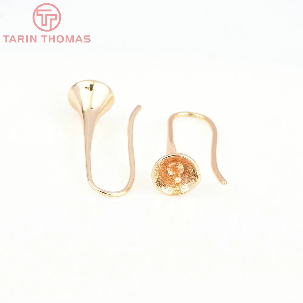 (7774) 10PCS 6.5x24.5MM 24K Gold Color Brass Trumpet Shaped Hanging head Earring Hook High Quality DIY Jewellery Accessories