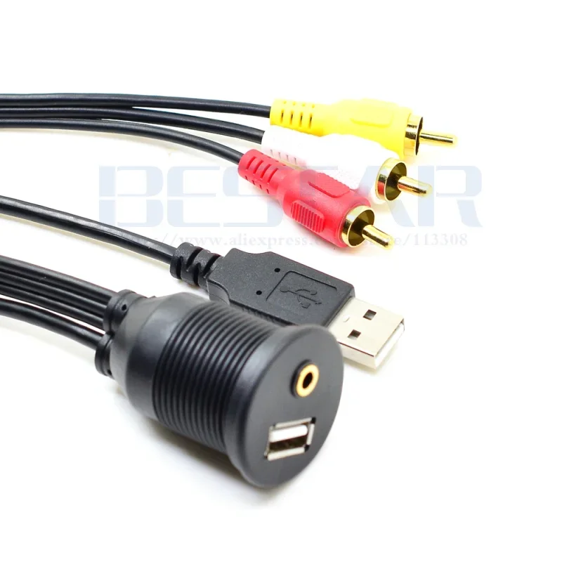 1 м/3 фута USB 2.0 и 3 RCA «папа» — USB2.0 и 3,5 мм «мама» Панель приборной панели Aux Удлинительный кабель для скрытого монтажа для автомобиля, лодки, грузовика, двигателя