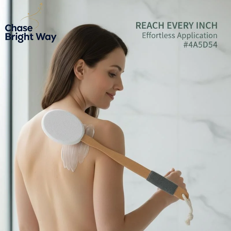 Lotion Sunscreen Applicator Long Handle Body Cleaner Shower Brush Extended Reach Back Scrub for Elderly and Disabled
