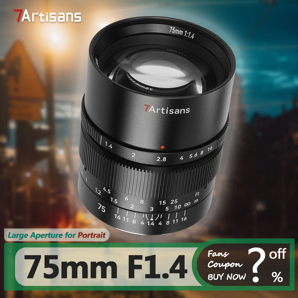 

7artisans 75mm F1.4 Full Frame Large Aperture Manual Focus Camera Lens for Portrait Photography with Sony E Canon RF Nikon Z L