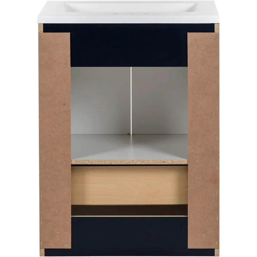 24 Inch Bathroom cabinet with Sink, Featuring one drawer and double-hinged cabinets doors, Easy Assembly, Bathroom cabinet